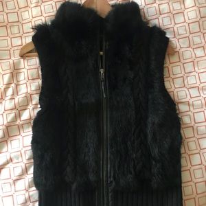Black Rabbit Fur Sweater Vest